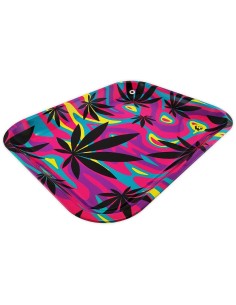 fire-flow-neon-hanfblaetter-rolling-tray-drehunterlage-big-size-tablett-1 - Hemporium 2