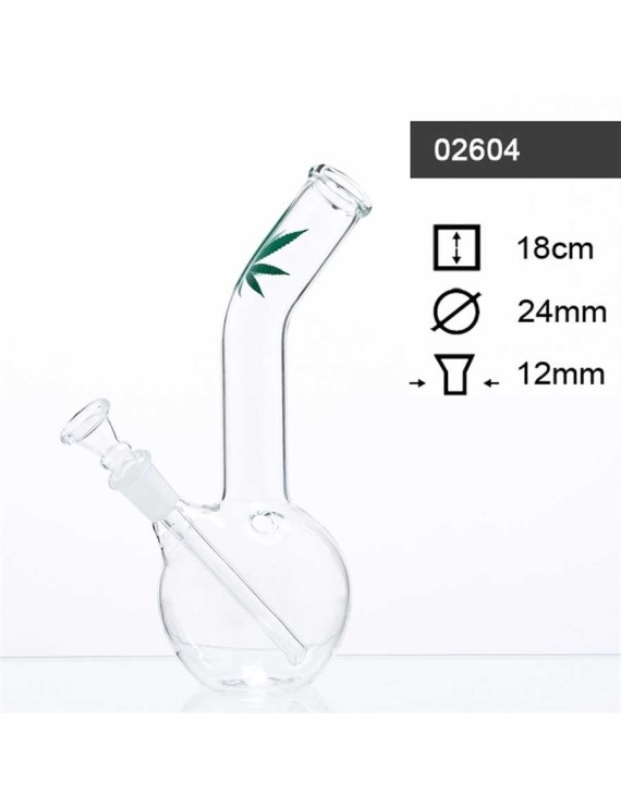 Bong Vetro Leaf Collo Curvo Bong Vetro Leaf Collo Curvo