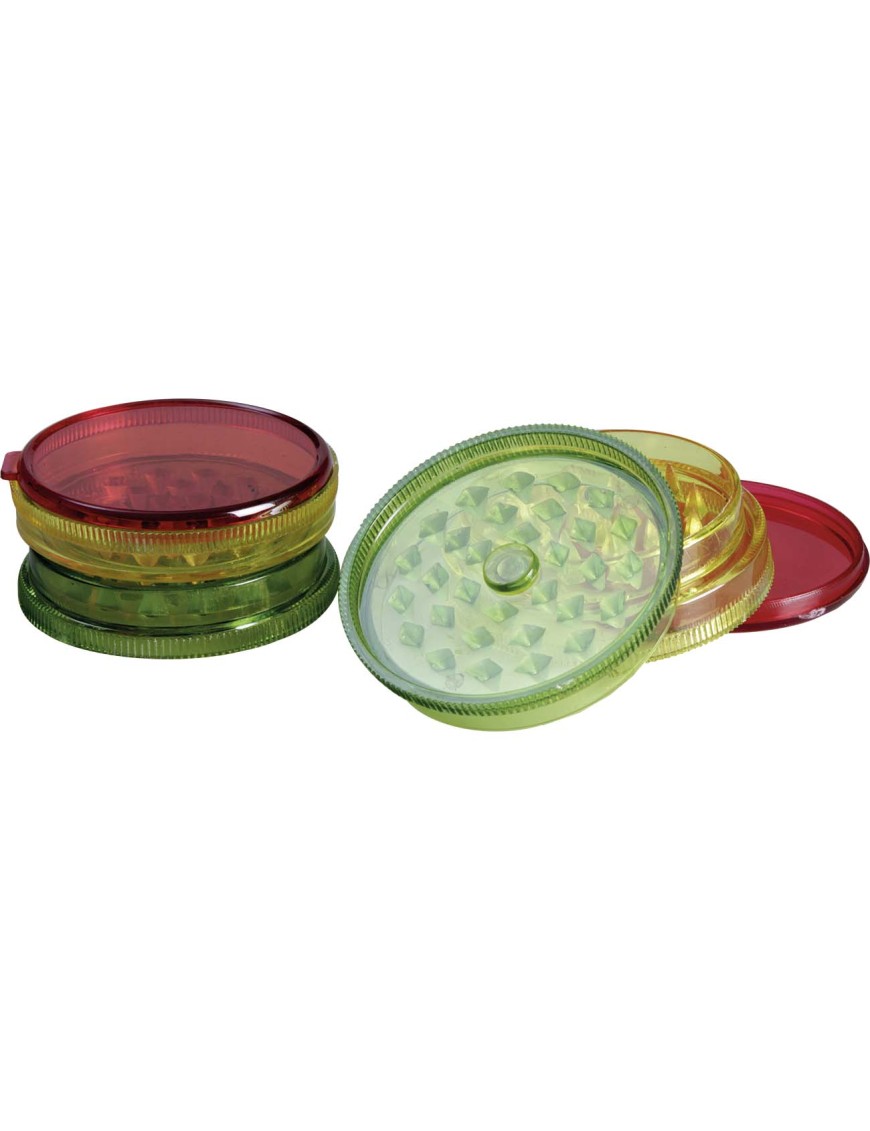 Grinder Rasta 60 mm – Plastica con Scompartimento, 3 Colori