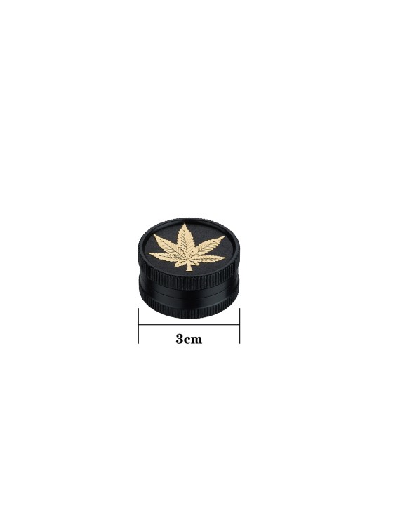 Mini Grinder 30 mm Nero con Foglia - Hemporium