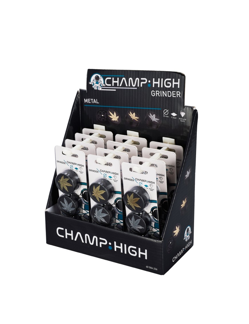 Mini Grinder 30 mm Nero con Foglia - Hemporium