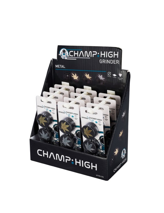 Mini Grinder 30 mm Nero con Foglia - Hemporium