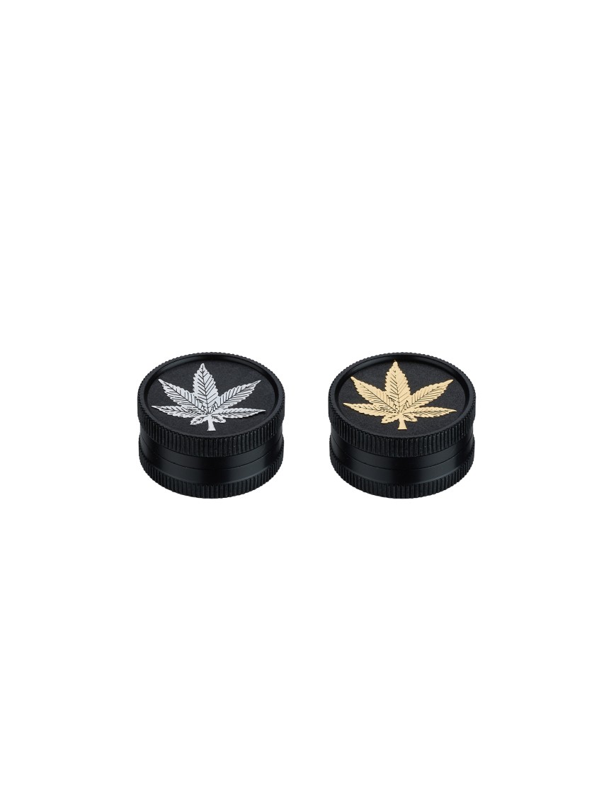 Mini Grinder 30 mm Nero con Foglia - Hemporium