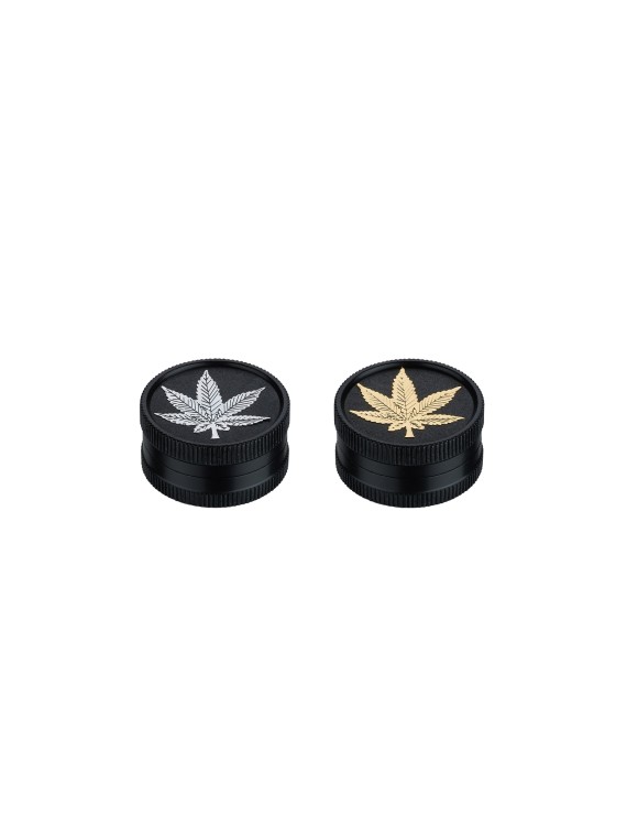 Mini Grinder 30 mm Nero con Foglia - Hemporium