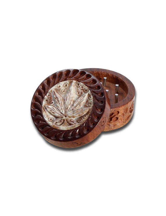 Grinder Legno Foglia Intarsiata - Design Palissandro