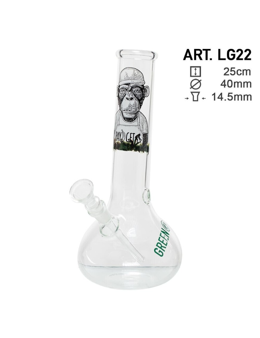 Greenline Bong in vetro 25 cm | Ø 40 mm attacco 14.5 mm – Hemporium