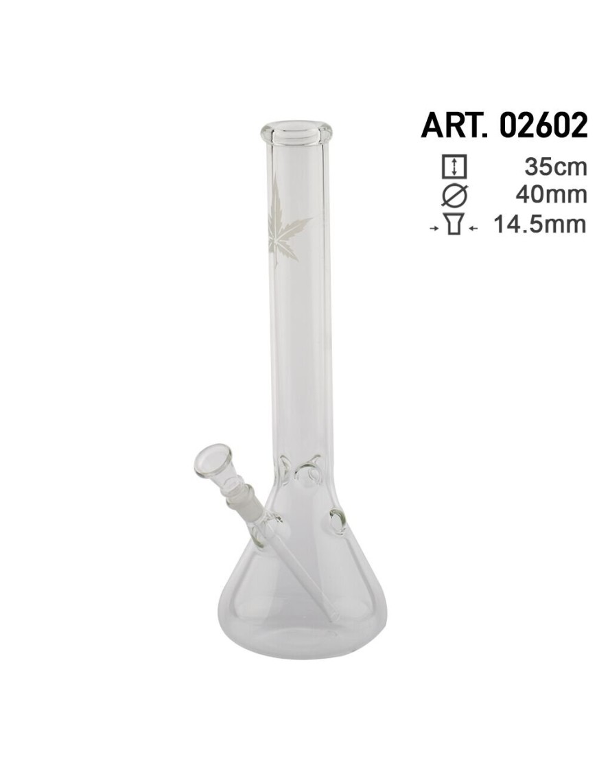Bong Vetro Beaker Leaf 35 cm | Base Stabile 4mm - Hemporium – Hemporium