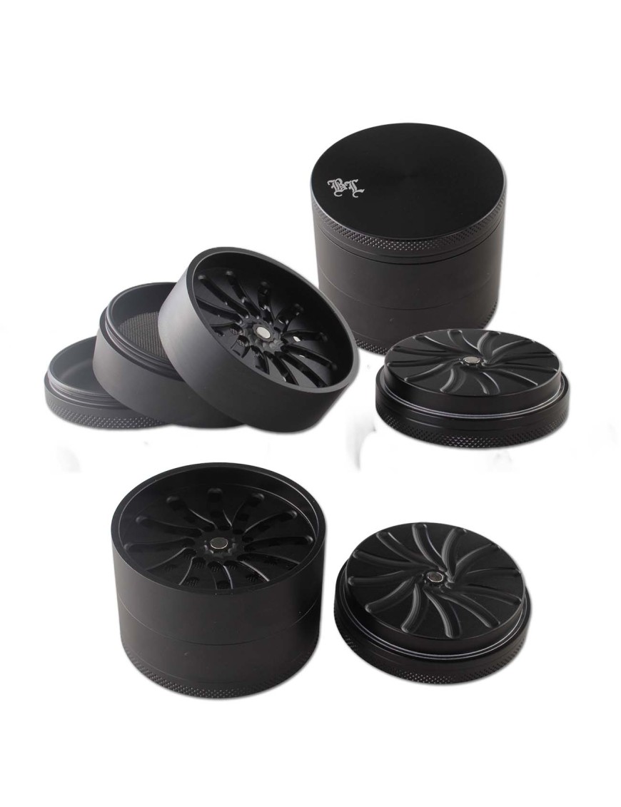 Black Leaf Masher Grinder 53 mm | Alluminio 4 parti innovativo
