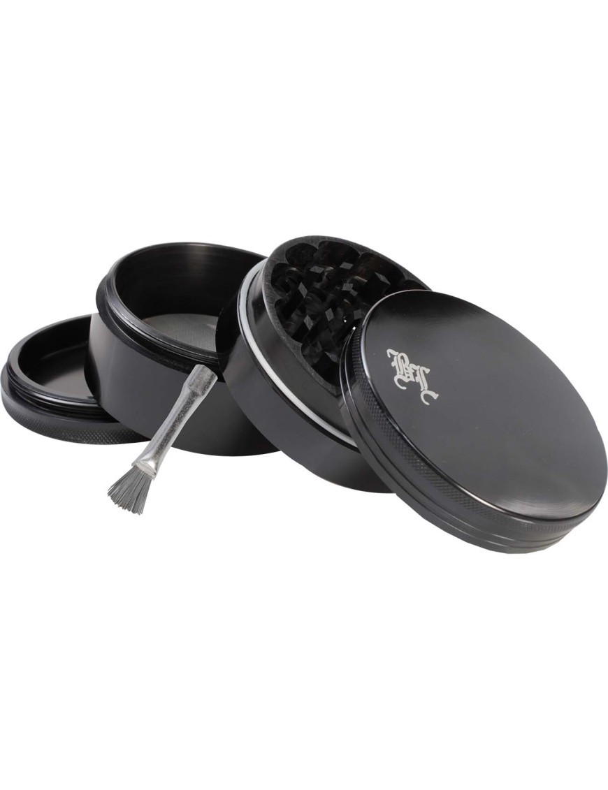 Grinder Maxi 90mm Black Leaf | Alluminio Nero 4 Parti