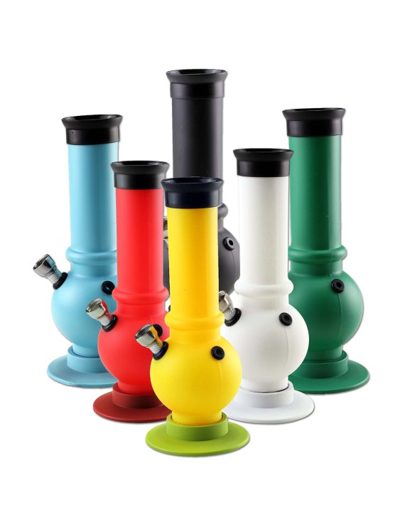 Bong Acrilico Black Leaf 20,8cm - Kickhole Removibile – Hemporium