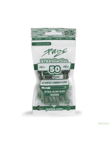 Filtri carboni attivi 6mm Purize Xtra Slim confezione 50 pezzi - Hemporium