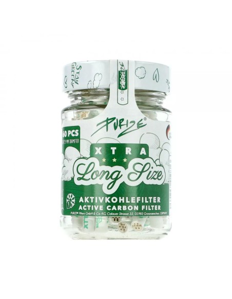 PURIZE® XTRA Slim Long Size Bianco 6mm | Filtro Carbone Attivo Cocco 60pz